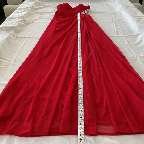 XSCAPE red strapless maxi dress for special occasion. Size 0 - Picture 5 of 6